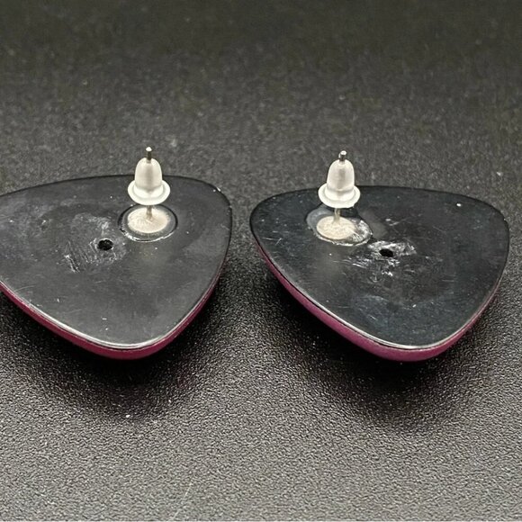 80s Hot Pink Disco Stud Earrings - Picture 10 of 10